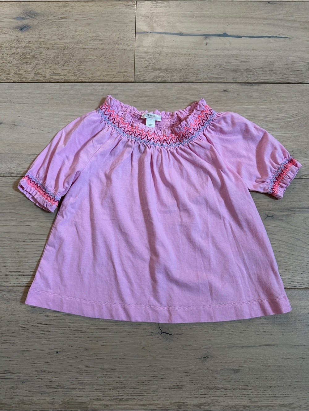 Crewcuts Pink Smocked Short Sleeve Top